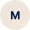 Blue uppercase letter M centered on a light beige circular background.