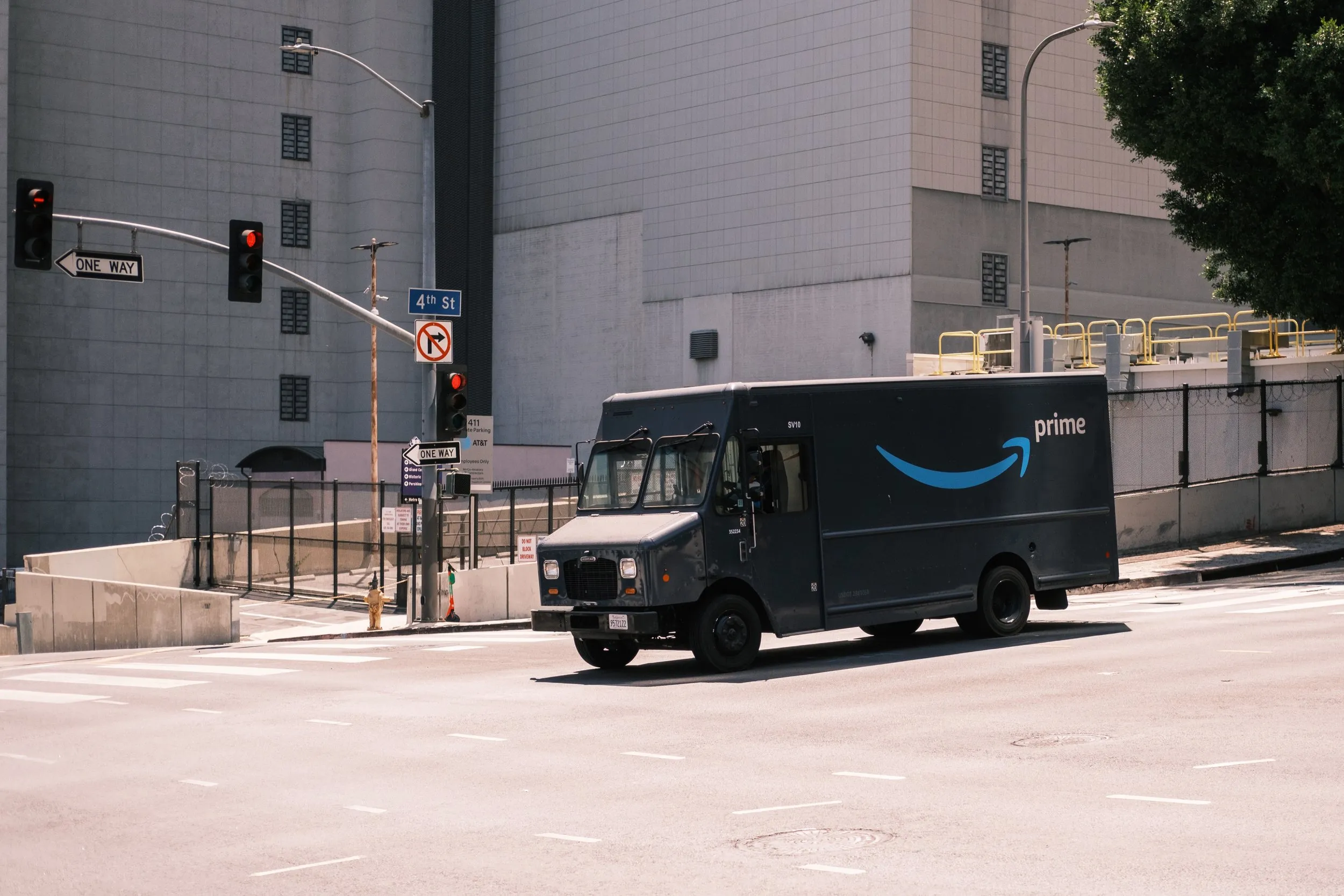 Amazon Prime truck on the road