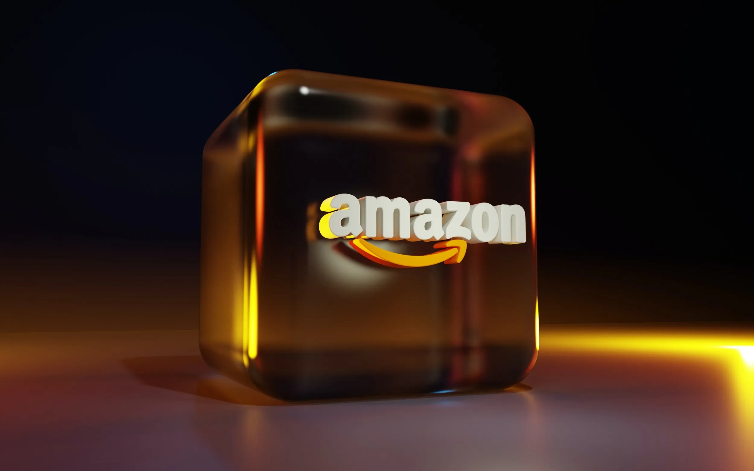 Amazon logo on a cube