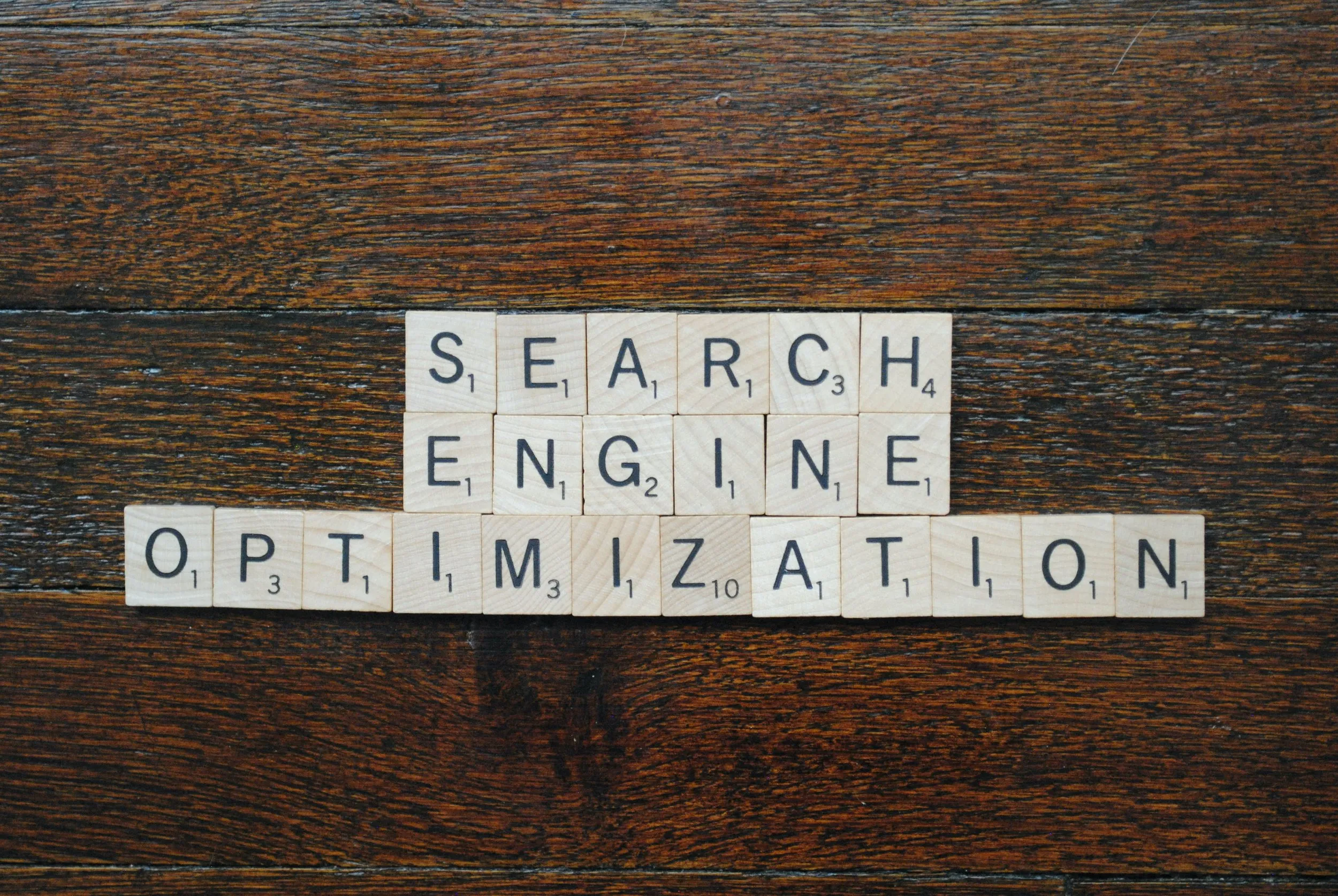 Search engine optimization spelled out in Scrabble letters