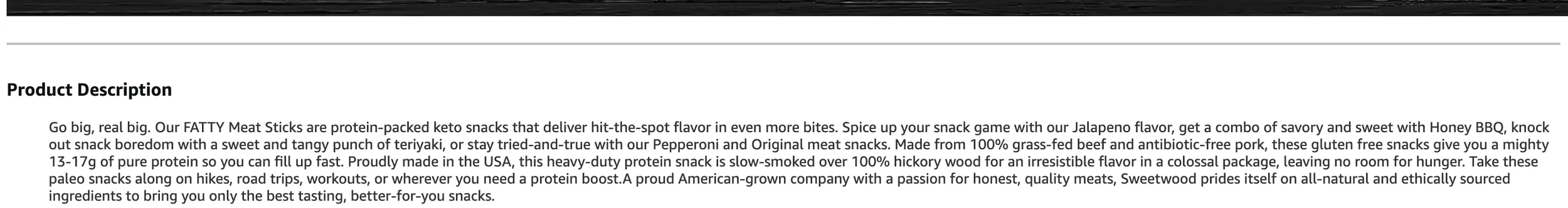 Product description on Amazon