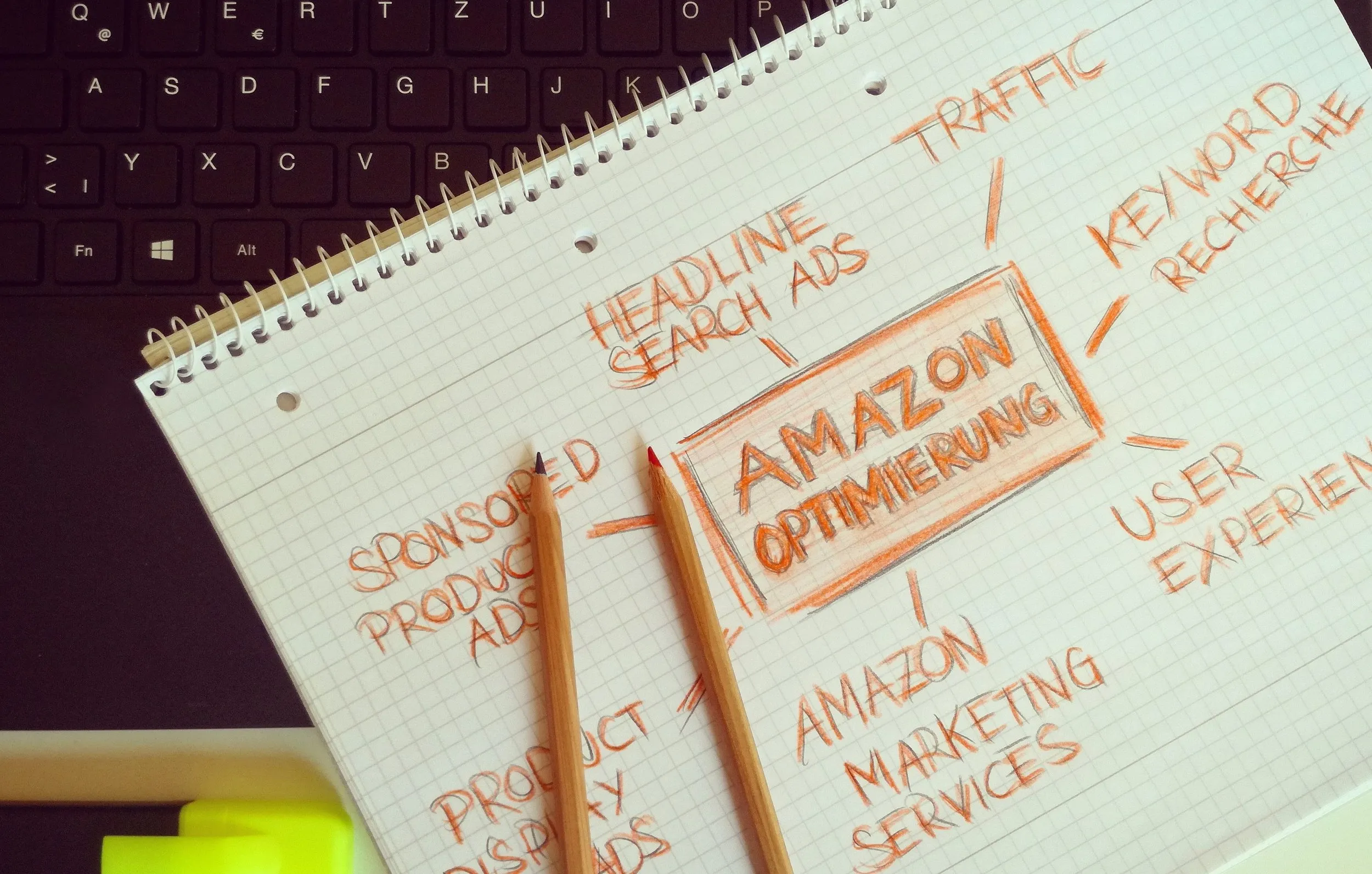 Different things to optimize on Amazon written in a notebook