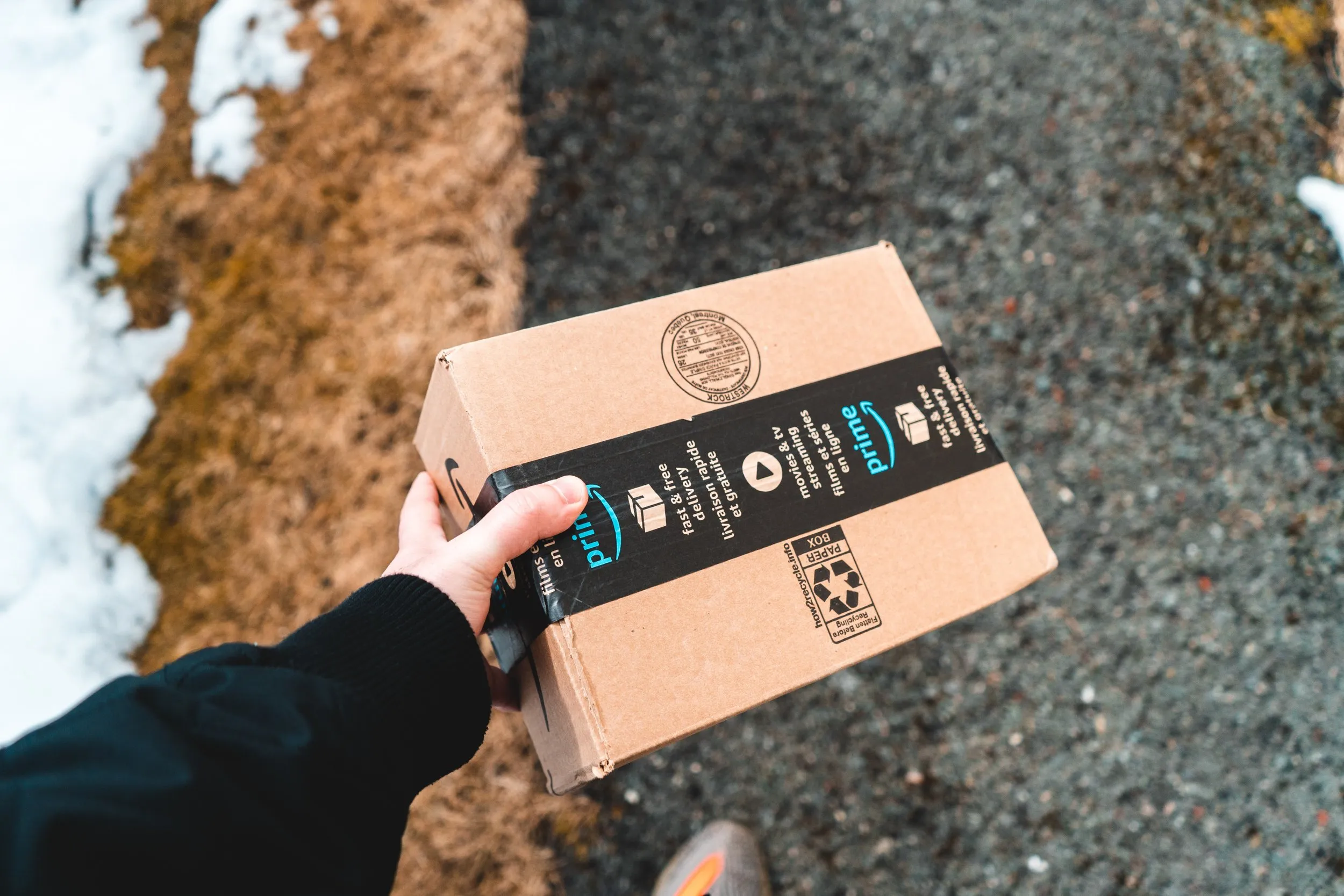 Amazon package in someone's hand