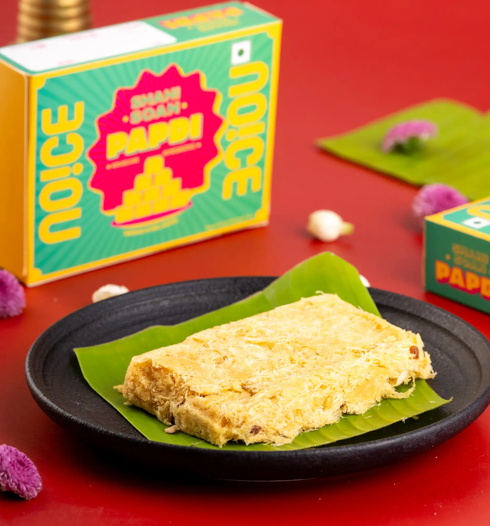NOICE Shahi Soan Papdi 60g, a flaky and traditional melt-in-mouth Indian sweet handcrafted in small batches using pure desi ghee and no added preservatives