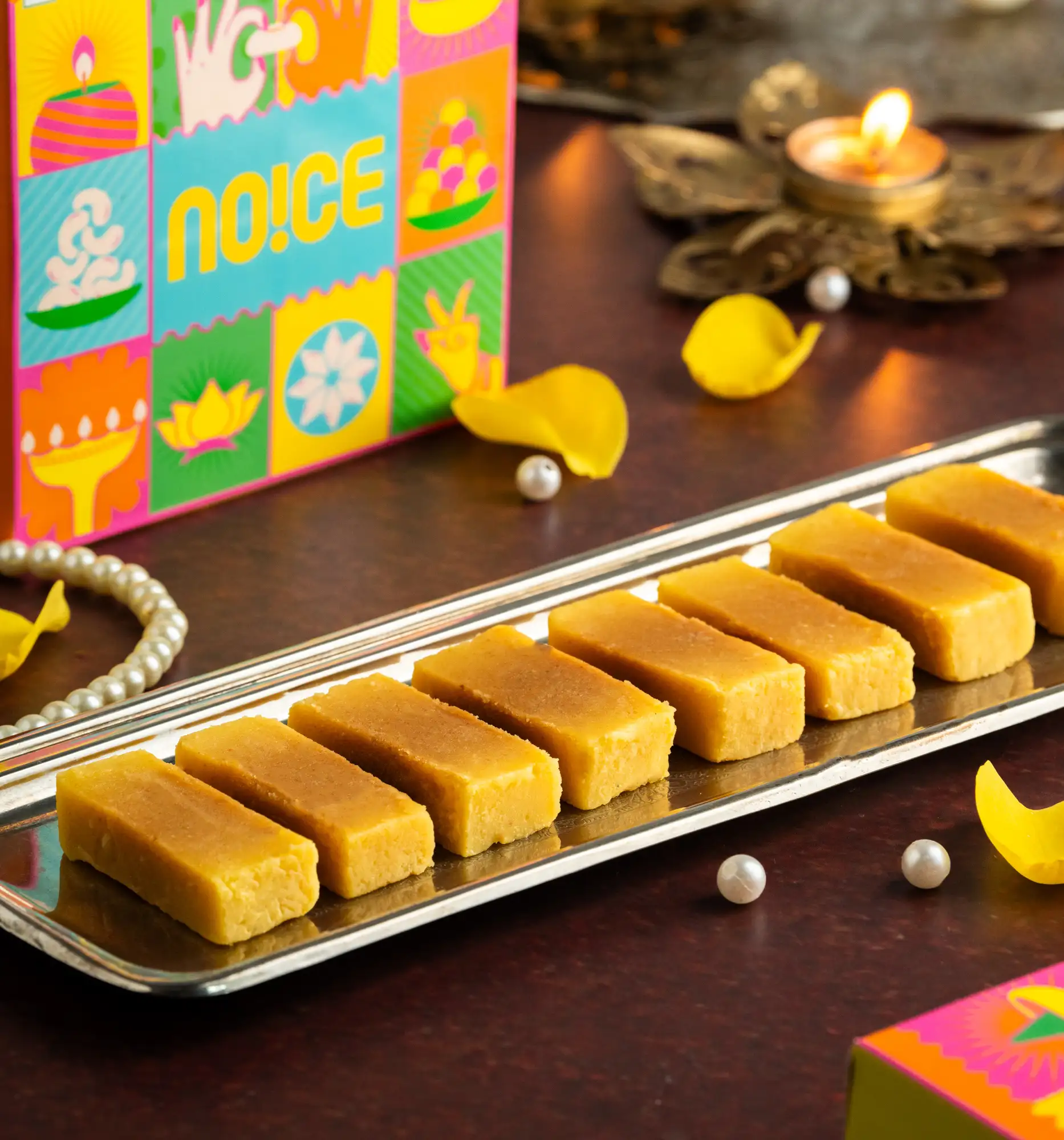 NOICE Mysore Pak Sweet Gift Box, a crumbly and rich authentic sweet handcrafted in small batches with pure desi ghee and no added preservatives