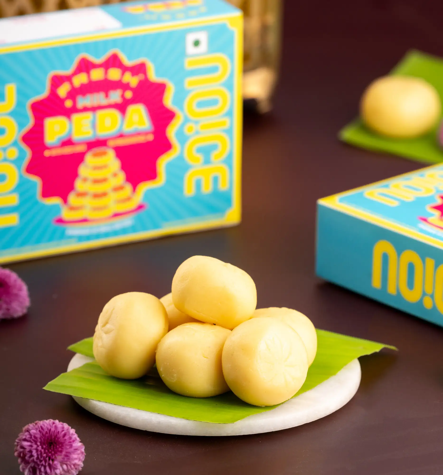 NOICE Fresh Milk Peda made with khoya and desi ghee, handmade in small batches with no added preservatives