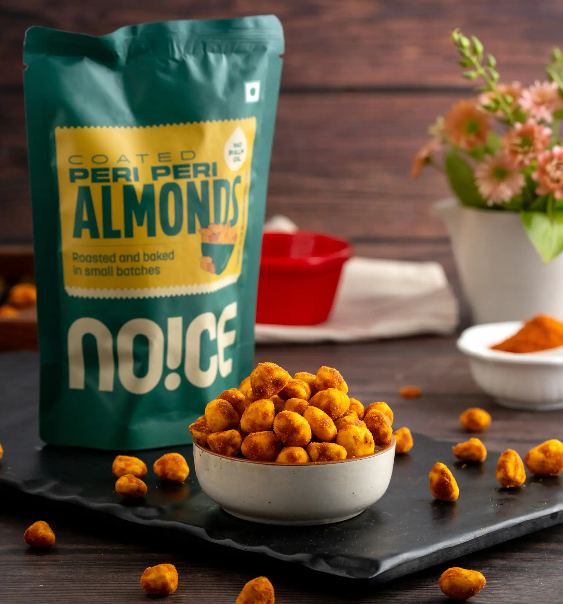 NOICE peri peri coated almond spicy roasted crunchy almond snack