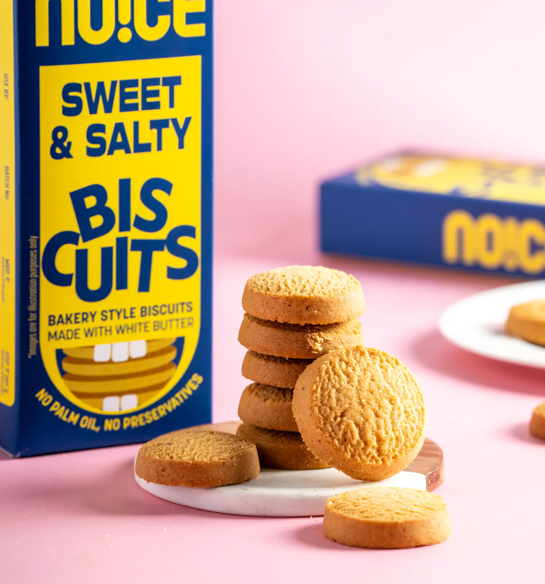 NOICE sweet and salty biscuits baked with real butter and zero palm oil