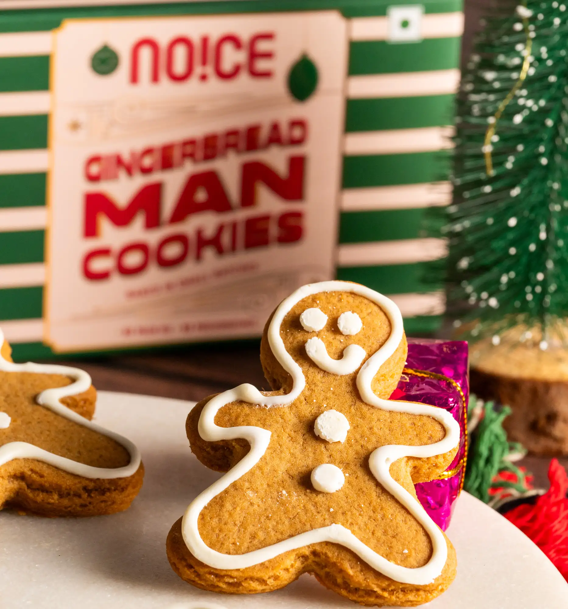 NOICE gingerbread man cookies spiced with ginger and cinnamon, baked with no palm oil or preservatives.