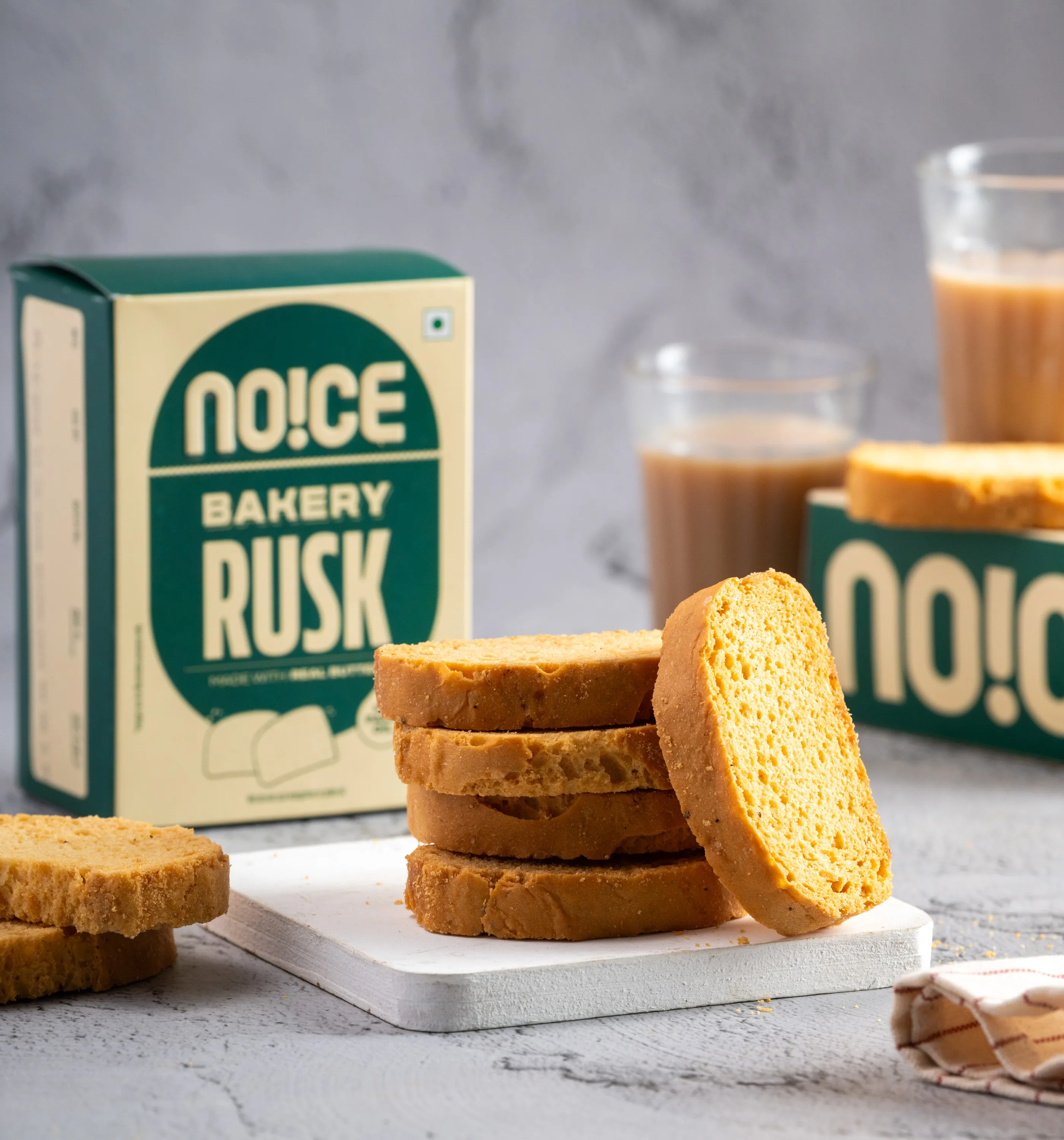 NOICE special bakery rusk twice-baked with real butter and zero palm oil.