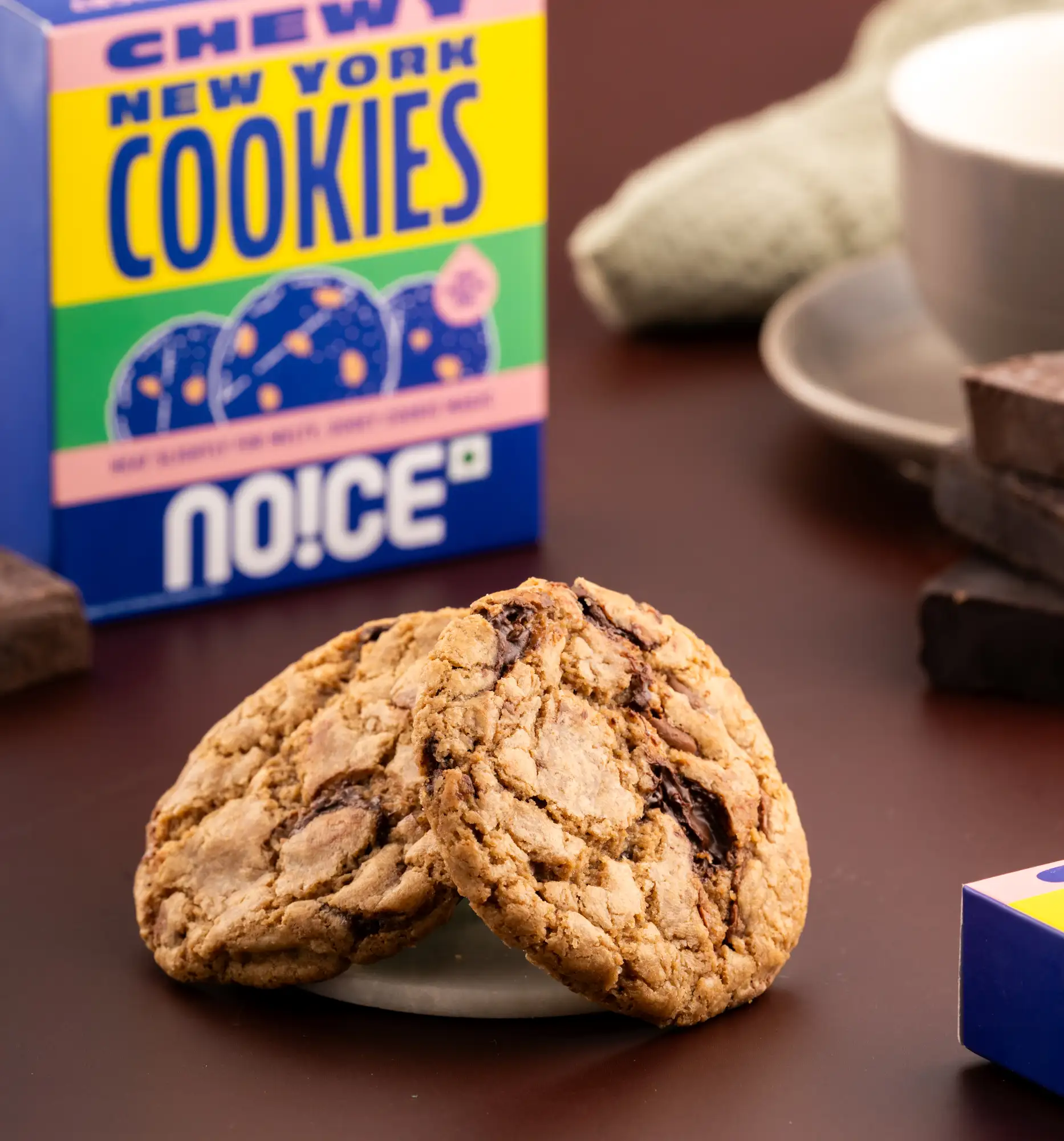 NOICE chewy New York cookies, big and soft with pools of chocolate, made with real cocoa butter and zero palm oil.