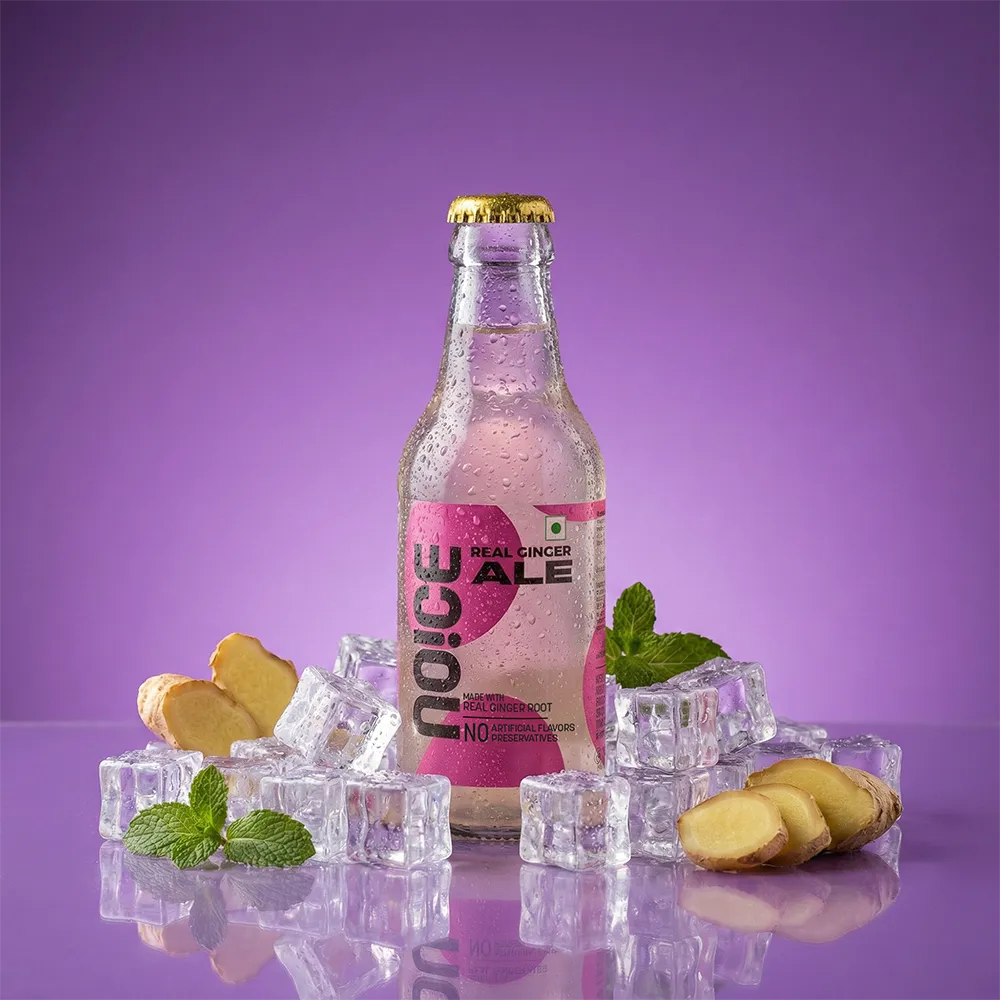NOICE ginger ale soda crafted with real ginger root and no artificial flavors or preservatives.