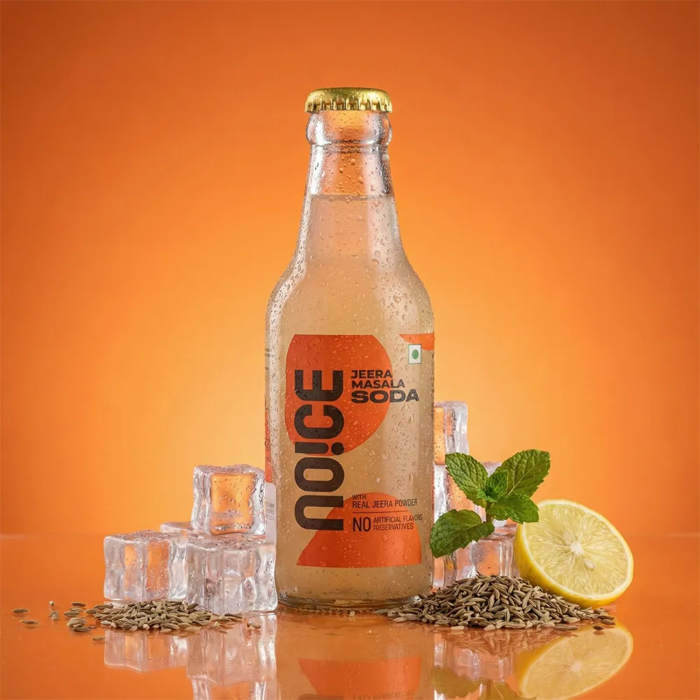 NOICE jeera masala soda crafted with real jeera powder and no artificial flavors or preservatives.