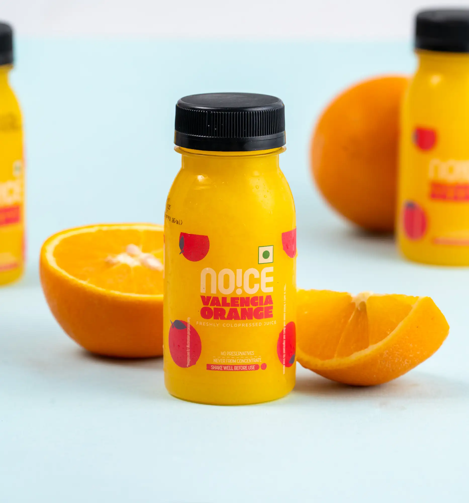 NOICE fresh Valencia orange juice cold-pressed with no added sugar or preservatives.