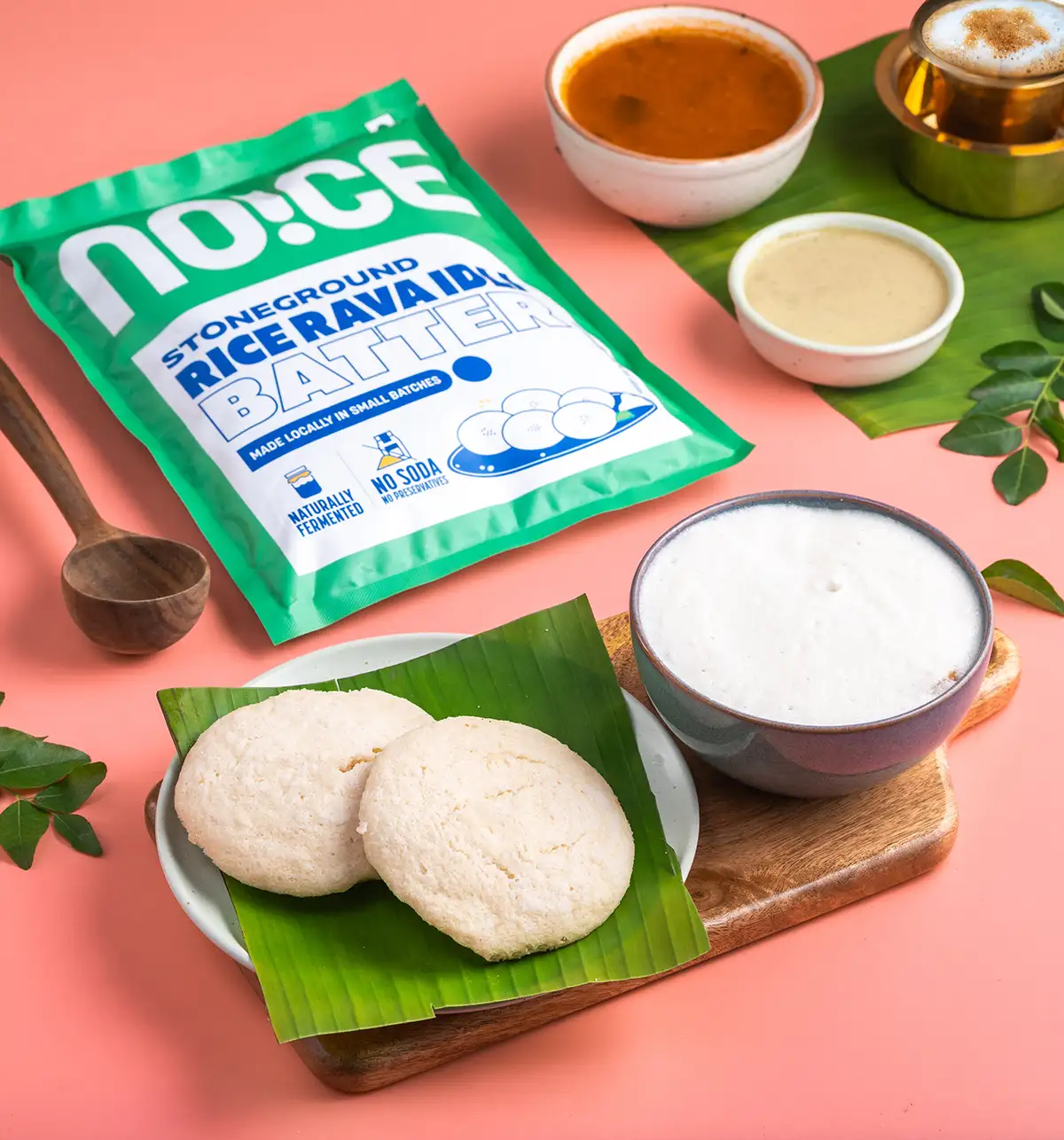 NOICE stone-ground Rawa Idli Batter naturally fermented in small batches with no preservatives or added soda