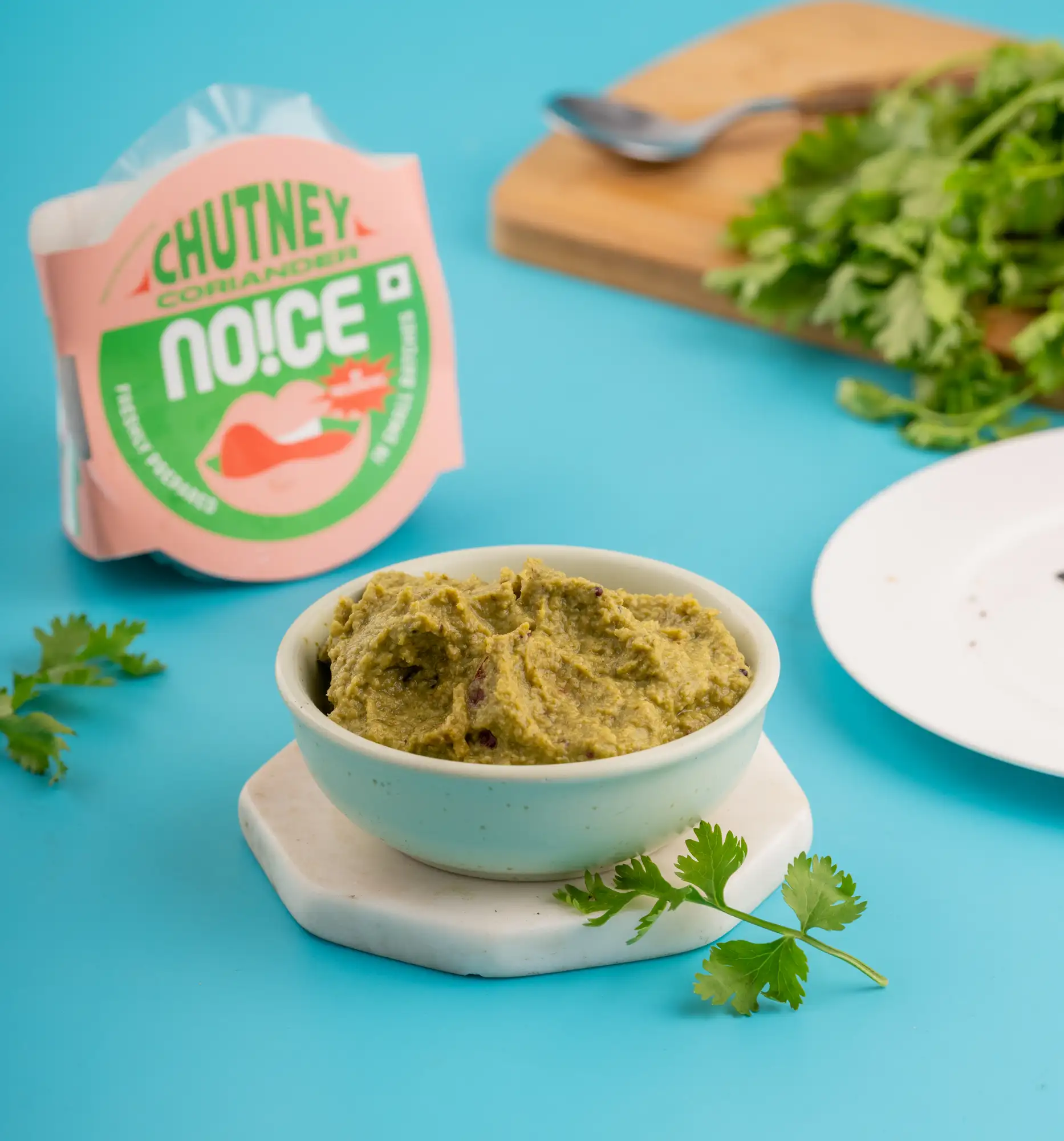 NOICE fresh coriander coconut chutney made in small batches with fresh herbs and zero added preservatives.