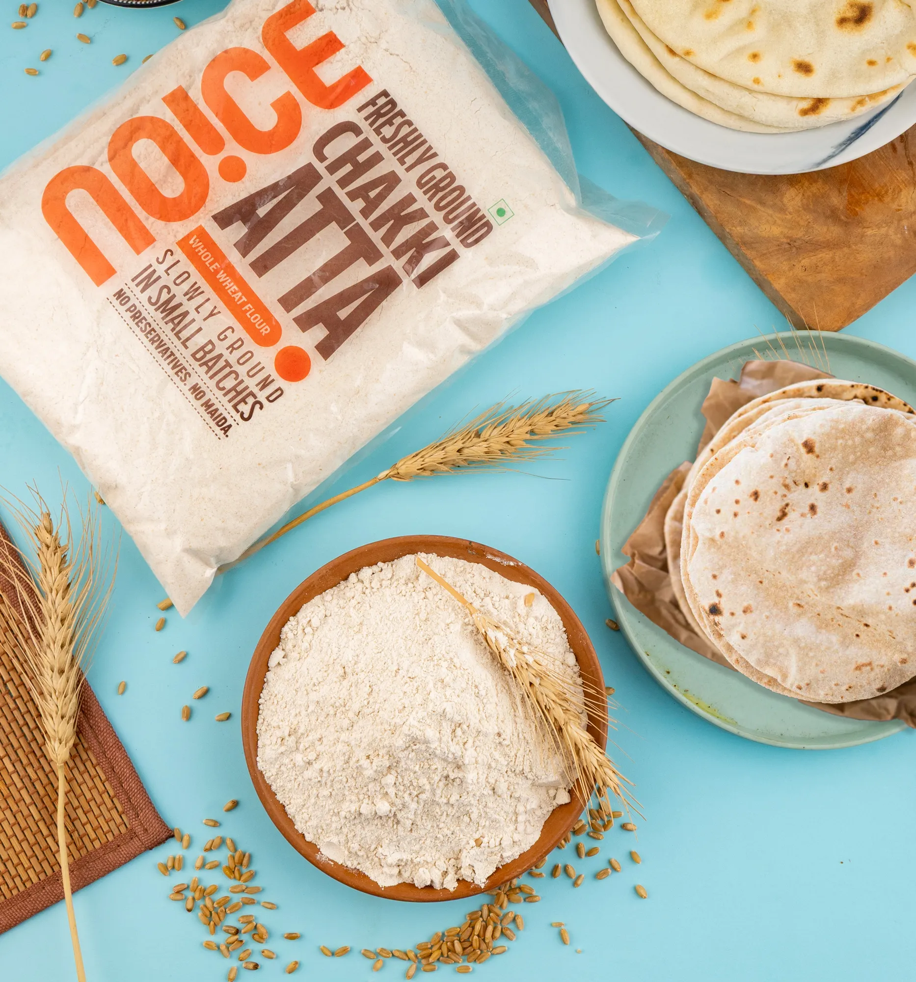 NOICE Chakki Atta 5kg freshly ground whole wheat flour for soft rotis and parathas