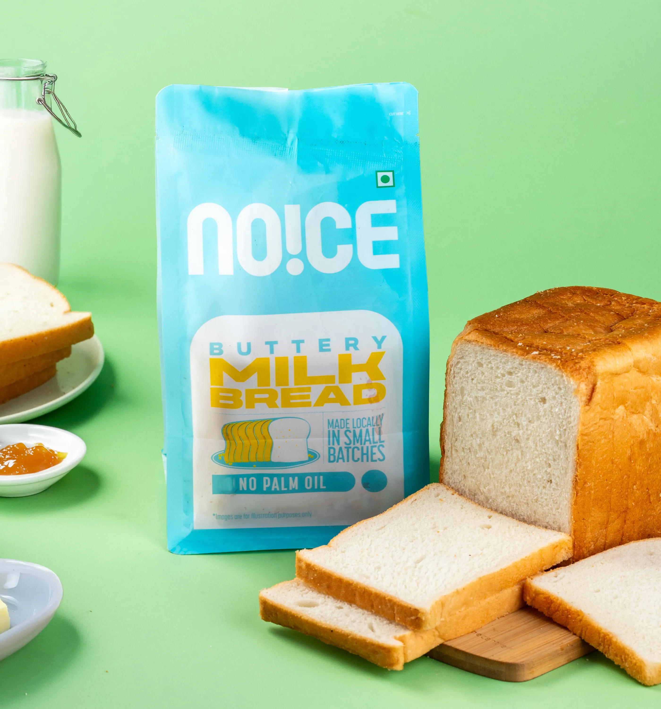 NOICE freshly made buttery milk bread handcrafted with real butter and rich milk, featuring a soft and cloud-like texture