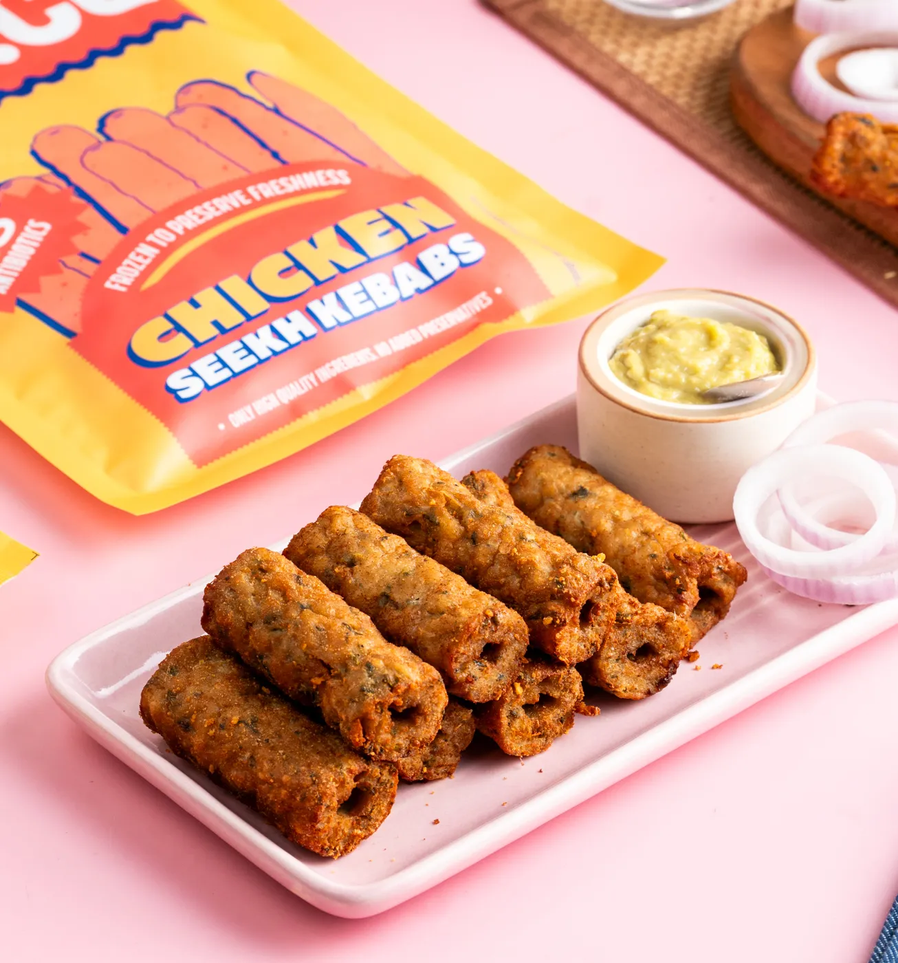 NOICE chicken seekh kebabs juicy smoky frozen kebabs ready to cook