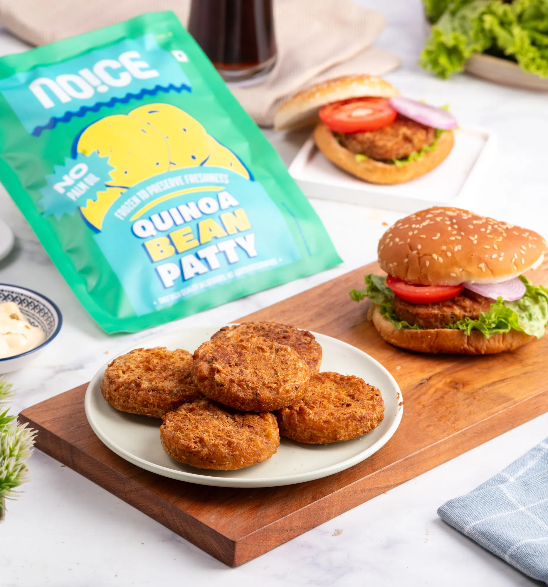 NOICE quinoa bean patty healthy veg patty ready to cook frozen food
