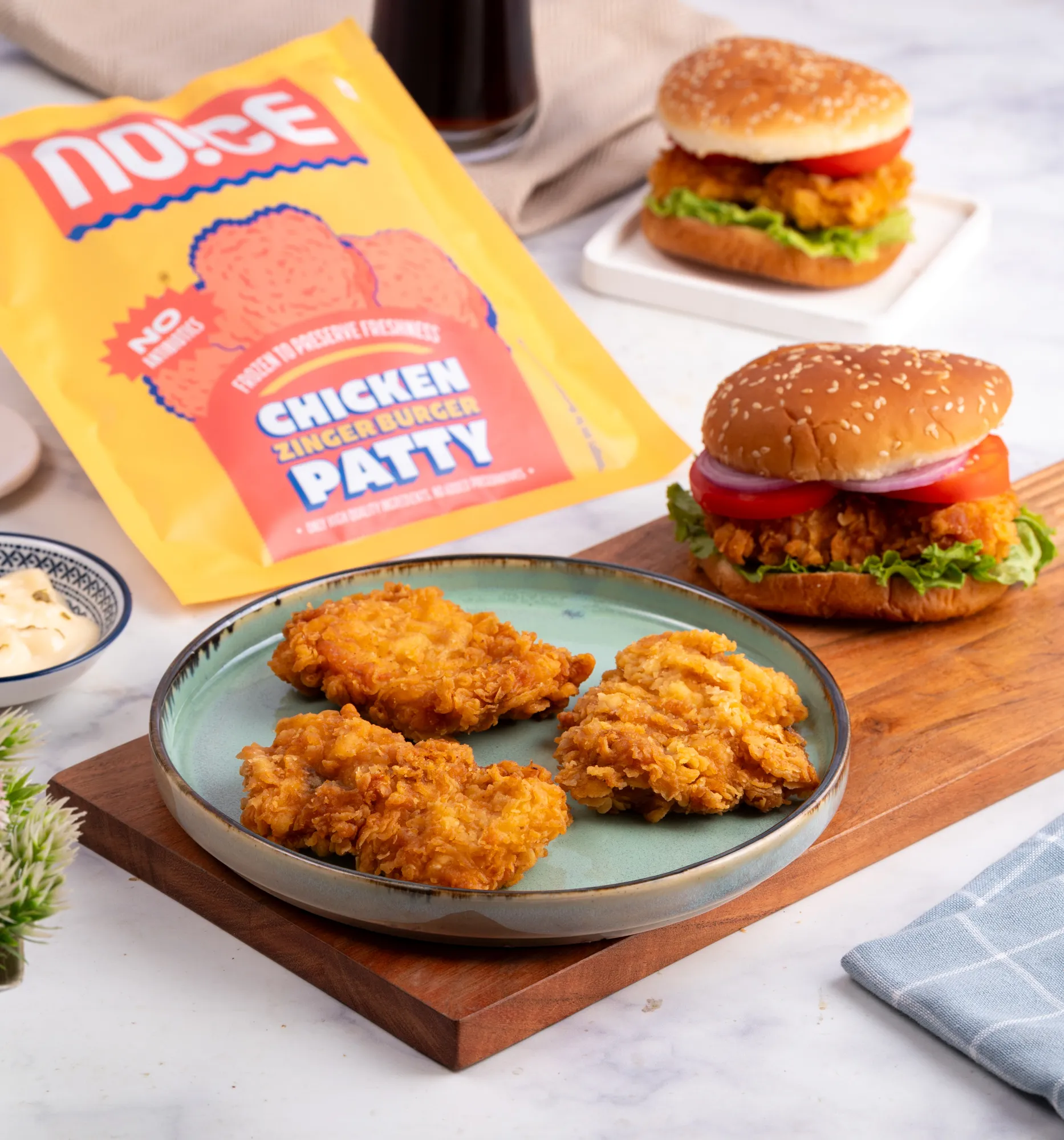NOICE chicken zinger burger patty crispy juicy frozen patty