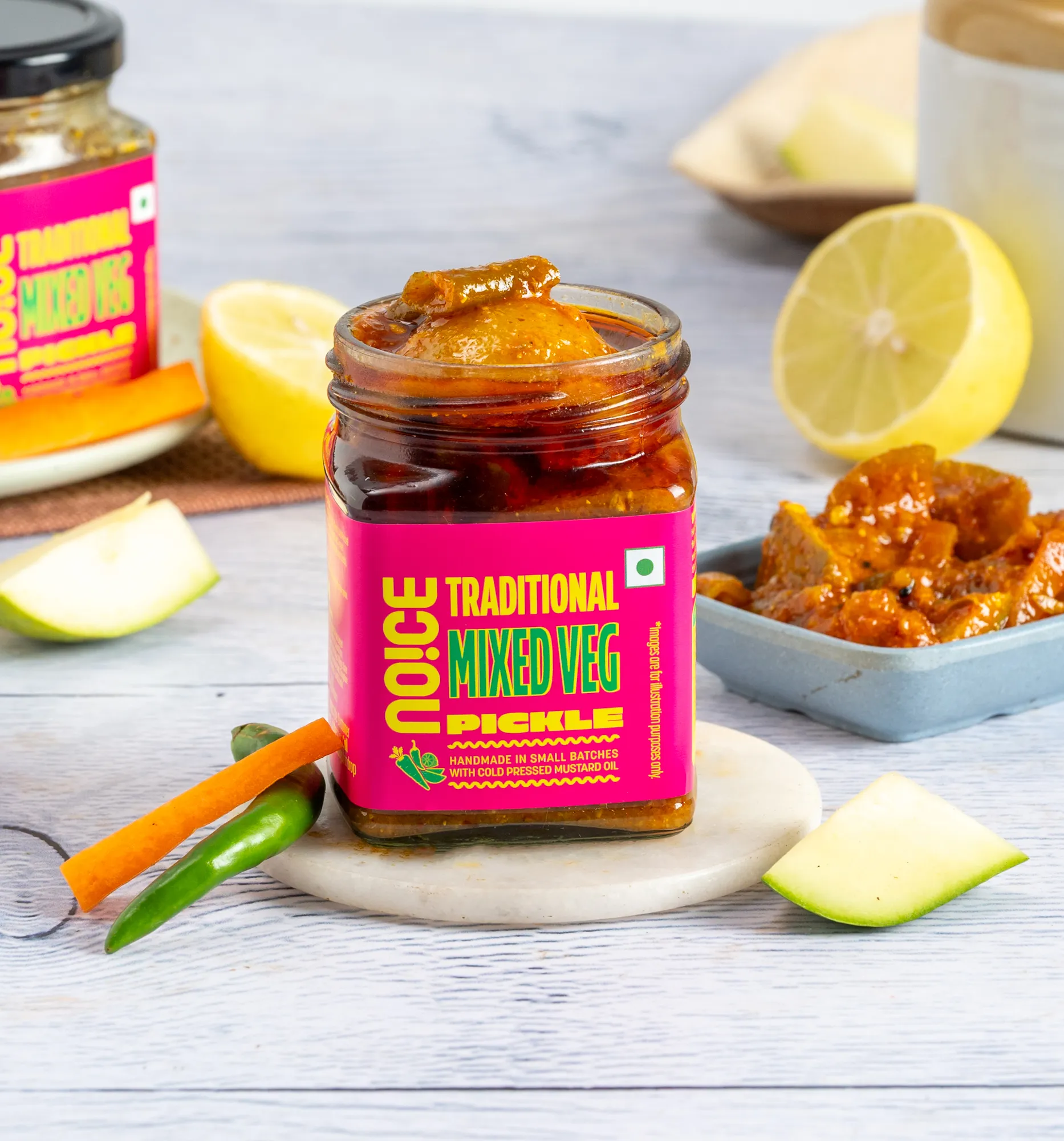NOICE traditional mixed veg pickle spicy tangy homestyle achar with vegetables