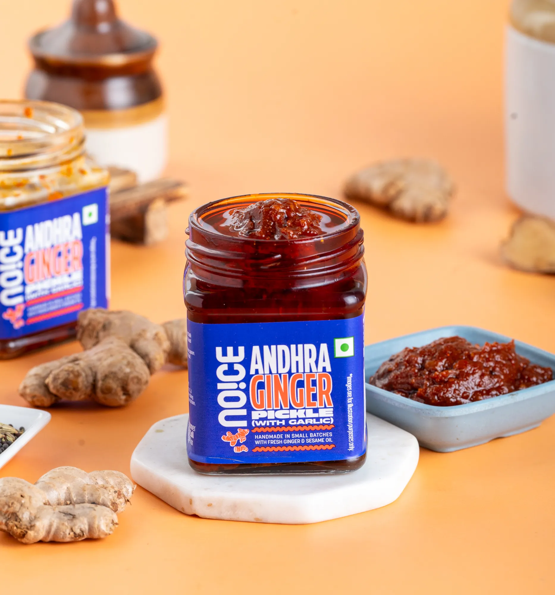 NOICE andhra ginger pickle spicy tangy ginger achar with sesame oil