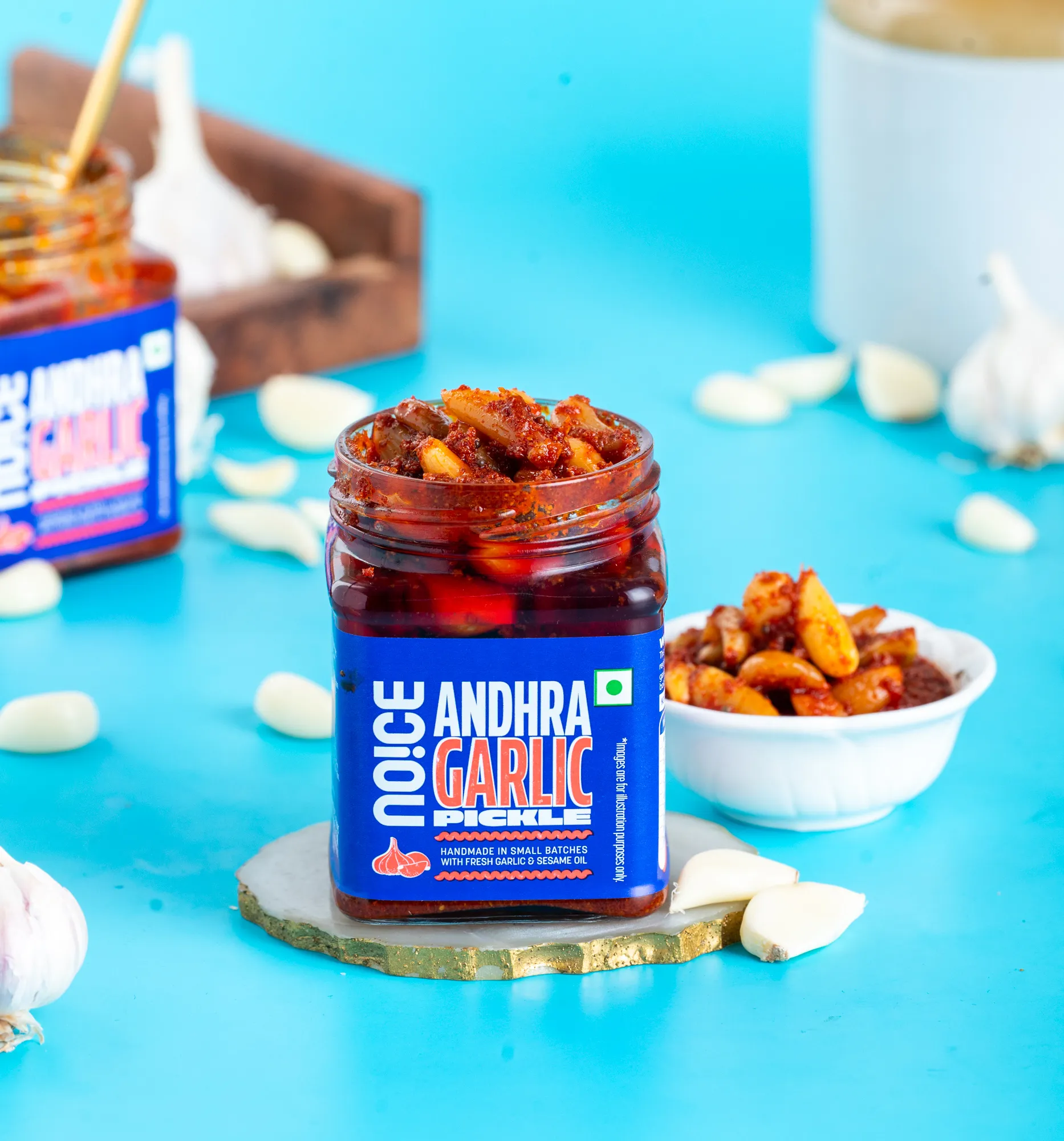 NOICE andhra garlic pickle spicy garlic achar with sesame oil