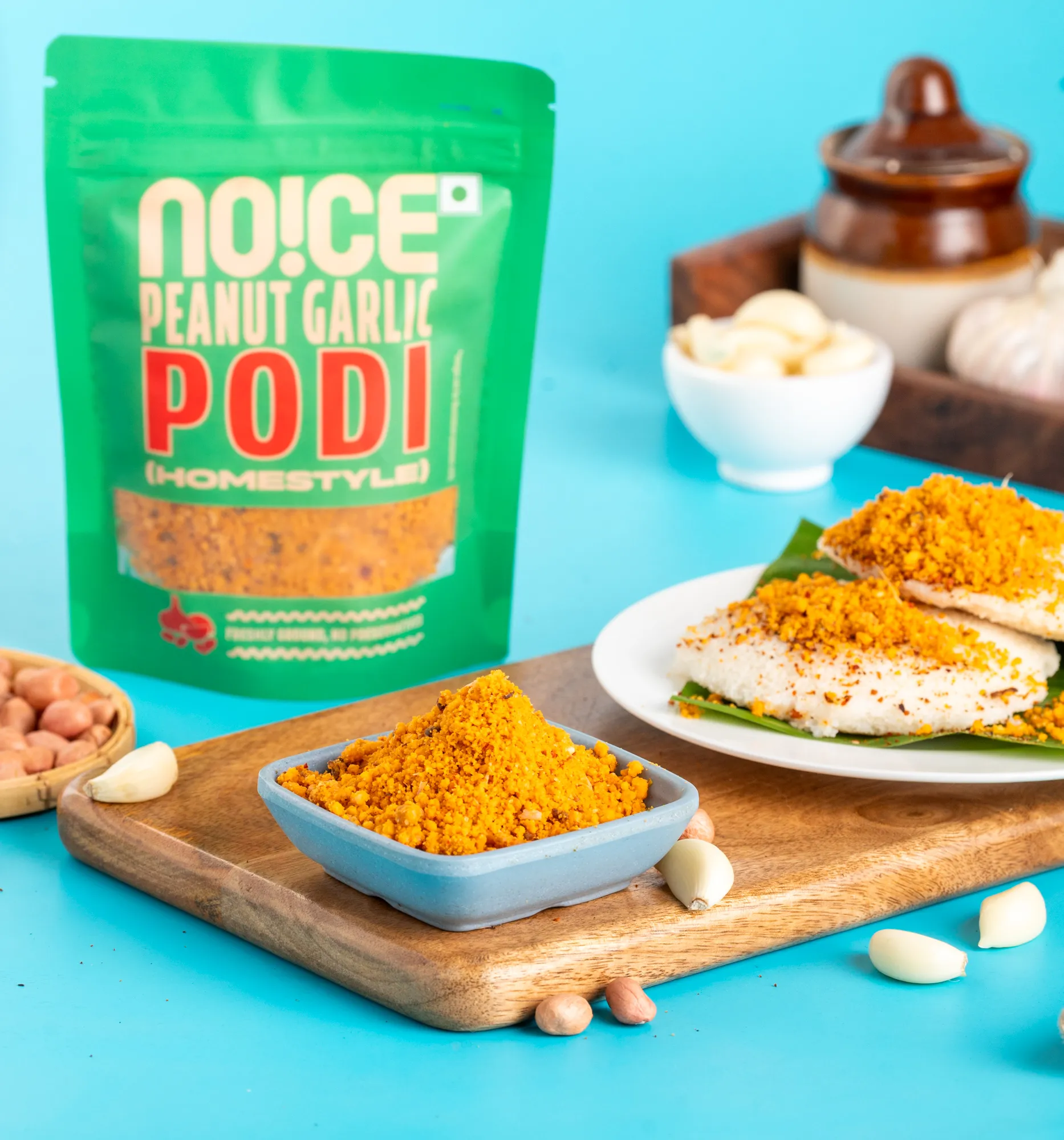 NOICE peanut garlic karam podi spicy peanut garlic chutney powder