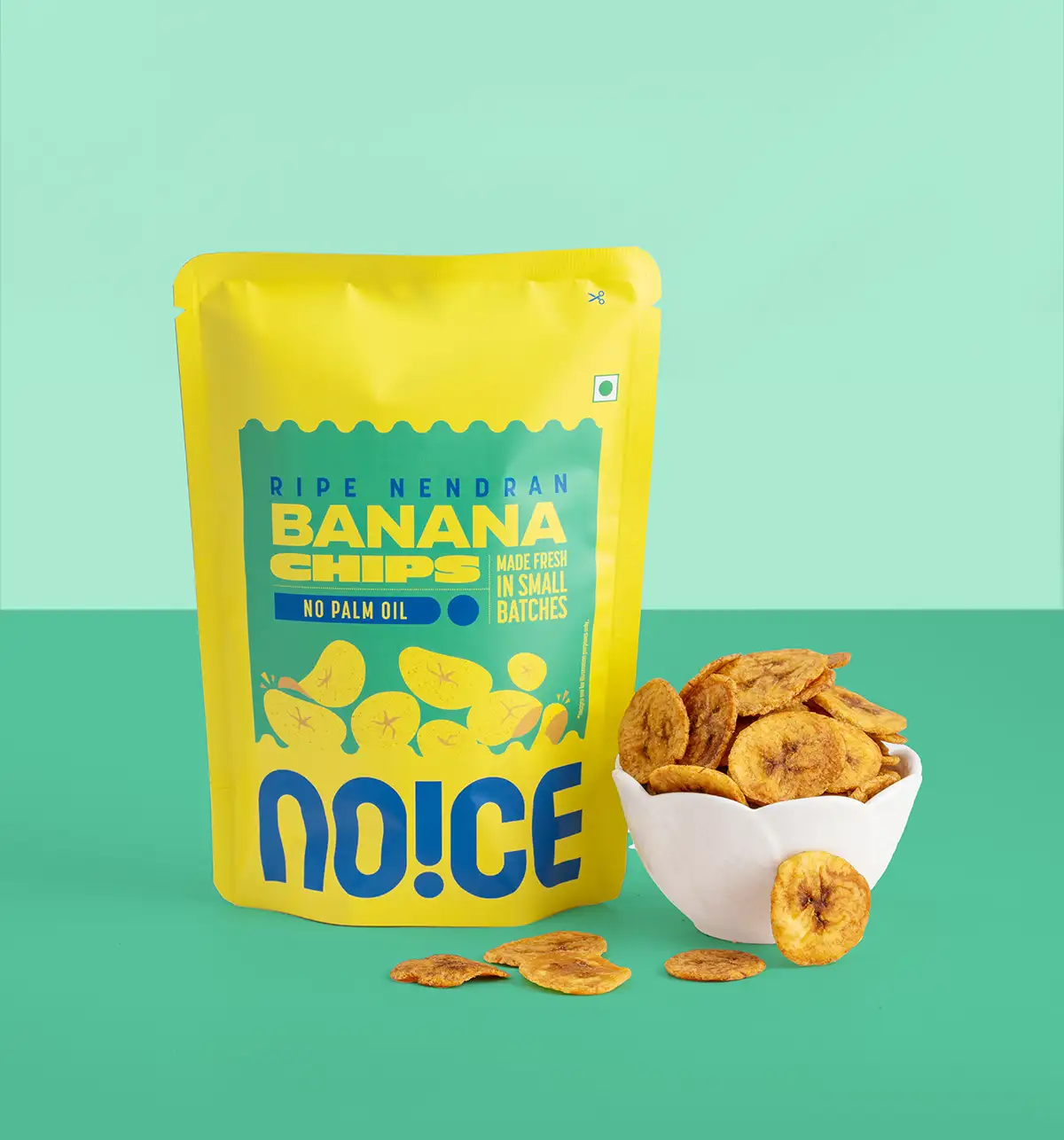 NOICE Ripe Nendran Banana Chips, thick and crunchy sweet Kerala-style snacks handcrafted in fresh coconut oil and free from palm oil