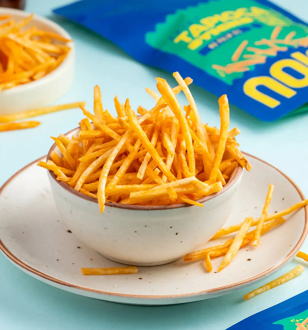 NOICE Spicy Tapioca Sticks, crispy and spicy South Indian stick-style snacks handcrafted in fresh coconut oil and free from palm oil