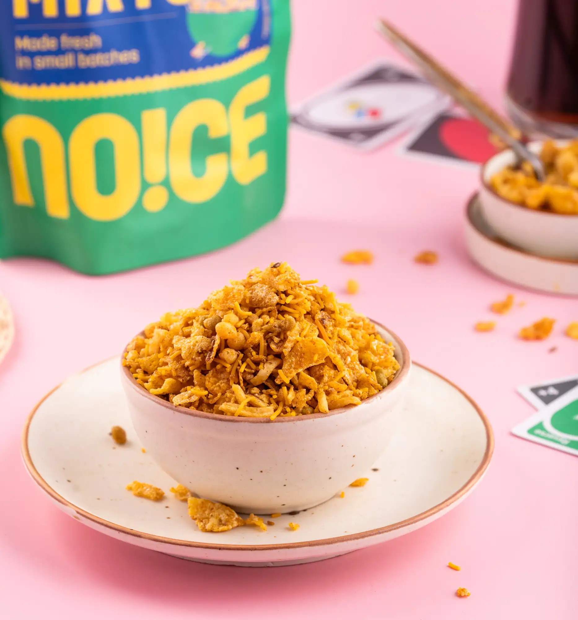 NOICE Cornflakes Mixture, a crunchy and flavourful makkai chevda snack made with fresh rice bran oil and completely free from palm oil