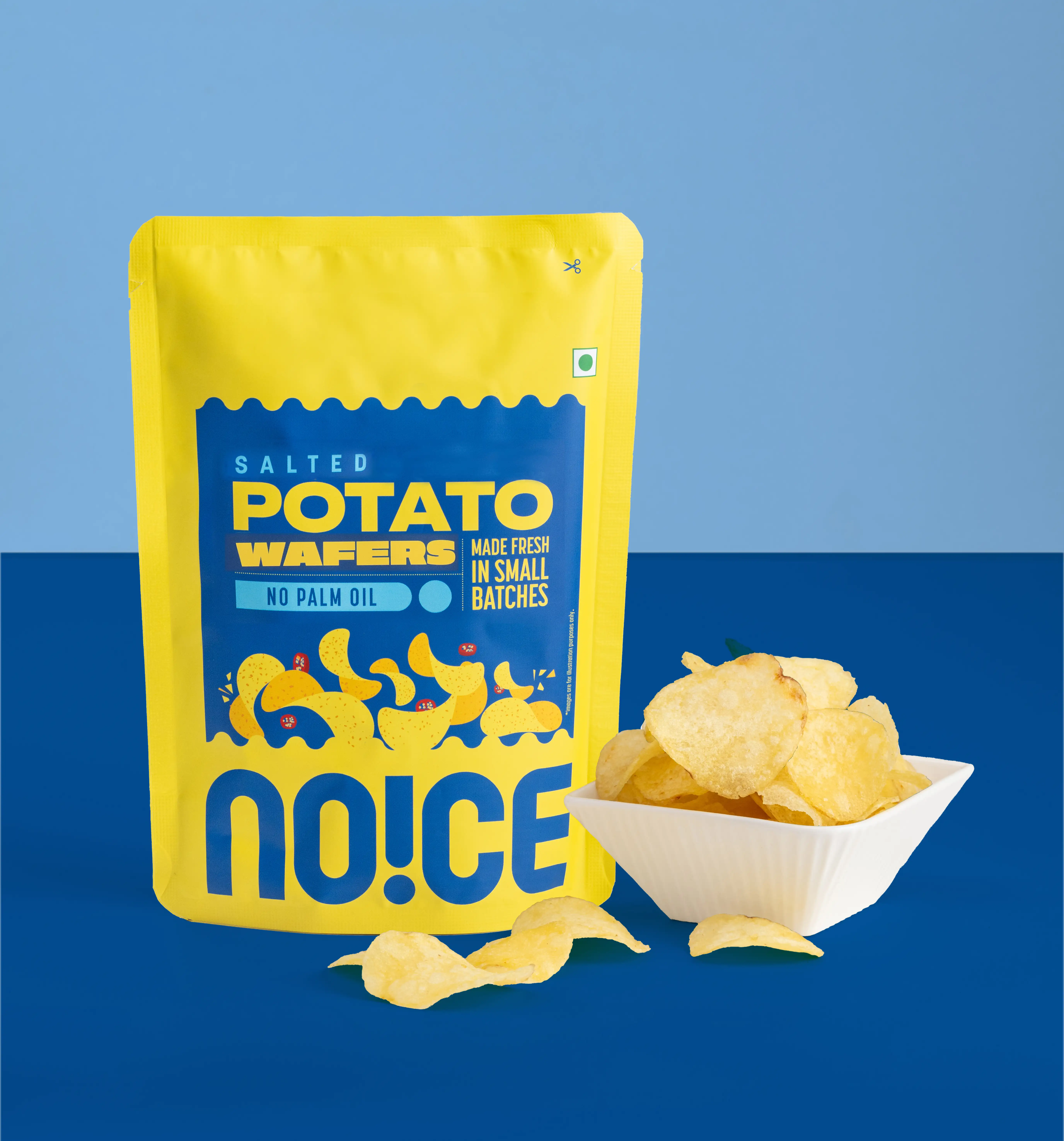 NOICE Salted Potato Wafers 100g, thin and crispy homestyle wafers seasoned with salt and handcrafted in fresh, non-reused sunflower oil