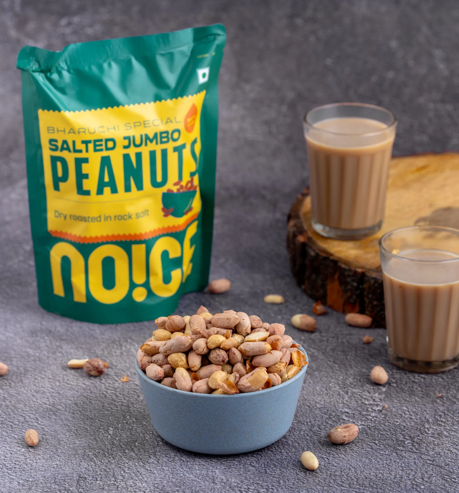 NOICE Bharuchi Special Jumbo Peanuts, extra-large dry roasted peanuts with skin seasoned with rock salt, crafted without palm oil or artificial colors.