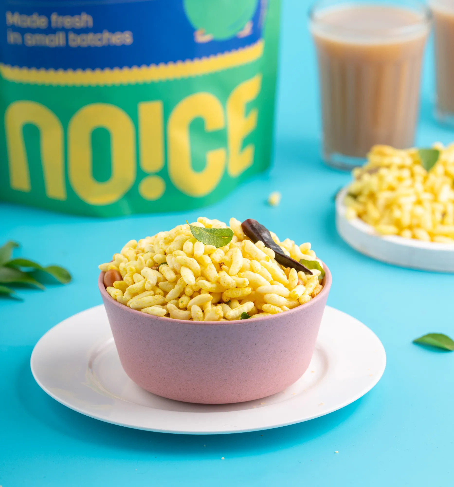 NOICE Homestyle Murmura Mixture, crispy and spiced puffed rice snack blend, handcrafted in small batches using fresh rice bran oil and zero palm oil