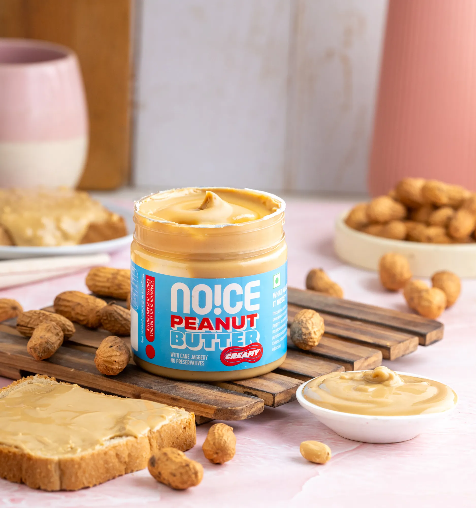 NOICE creamy peanut butter smooth nutty spread no preservatives