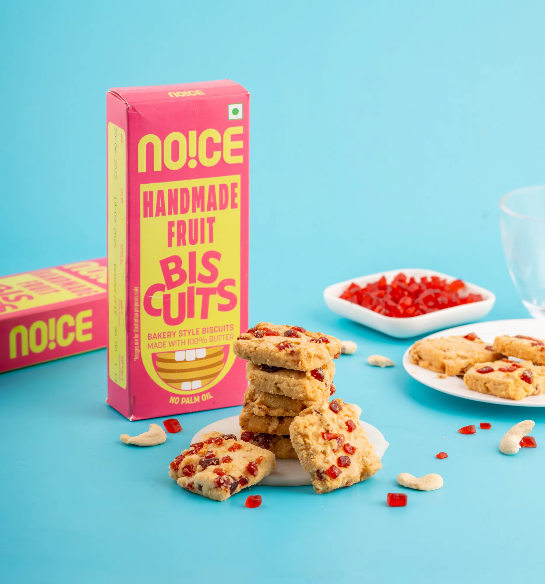 NOICE handmade fruit biscuits baked with real candied fruits, butter, and zero palm oil.