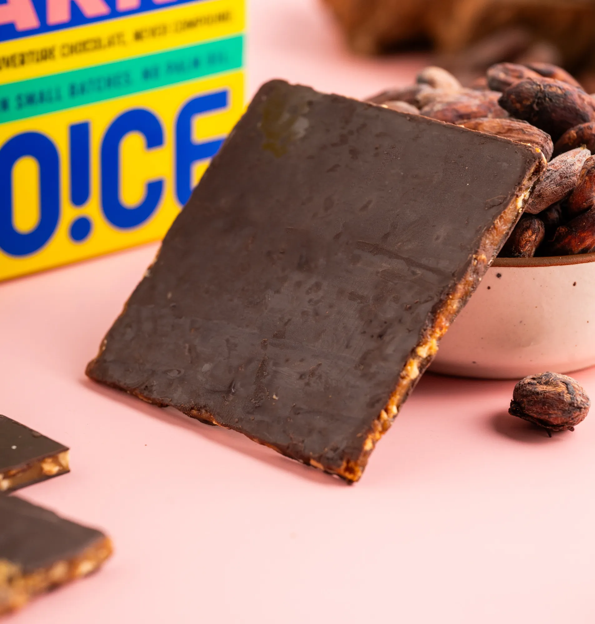 NOICE Chocolate Nougat Barks crafted with couverture chocolate, crunchy almonds and chewy nougat, handmade in small batches.