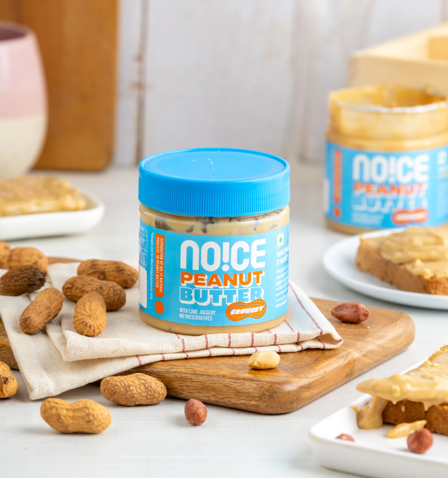 NOICE crunchy peanut butter jaggery sweetened nutty spread no preservatives