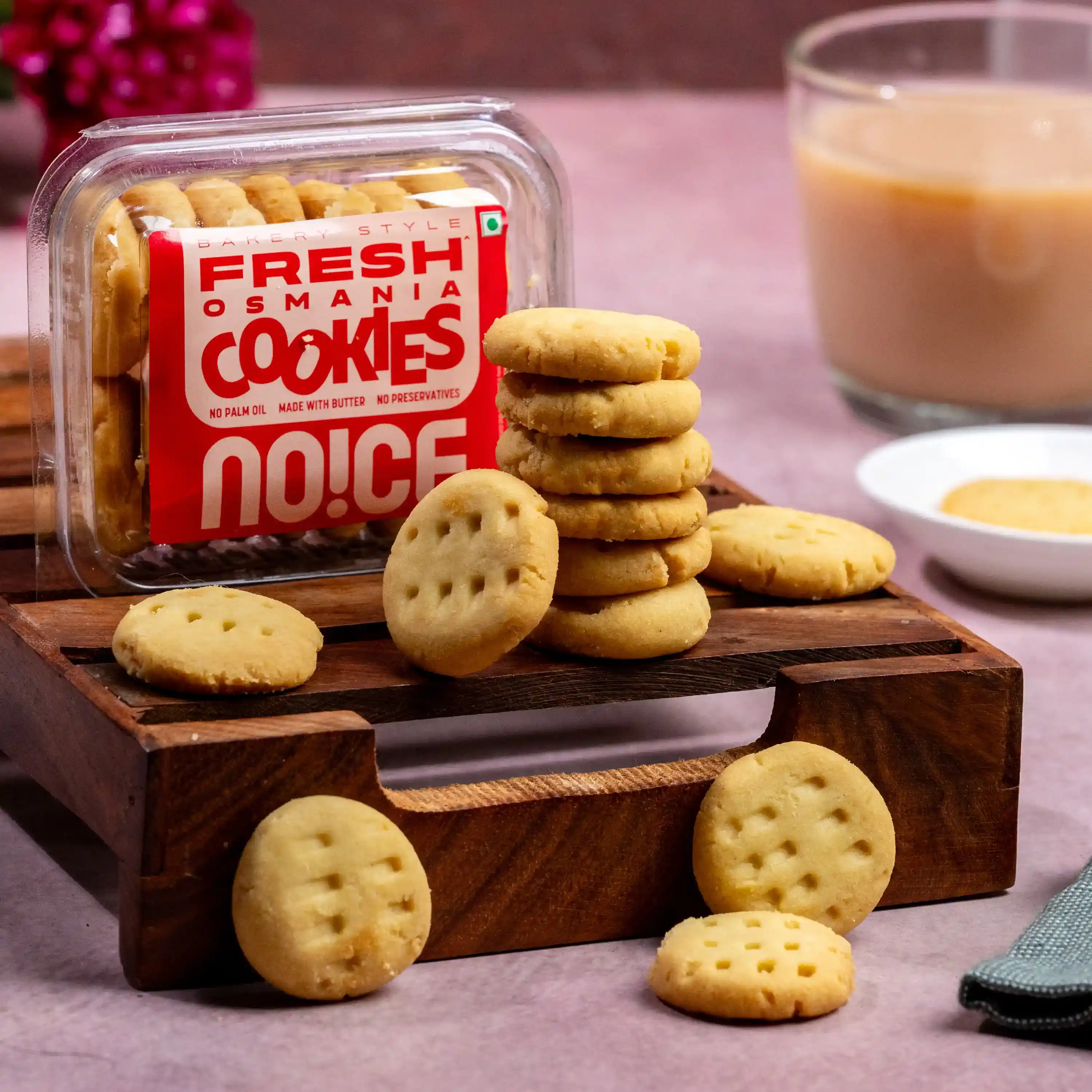 NOICE Fresh Bakery Butter Osmania Biscuit handcrafted with real butter in small batches, a classic Hyderabadi tea-time biscuit with no preservatives and no palm oil.