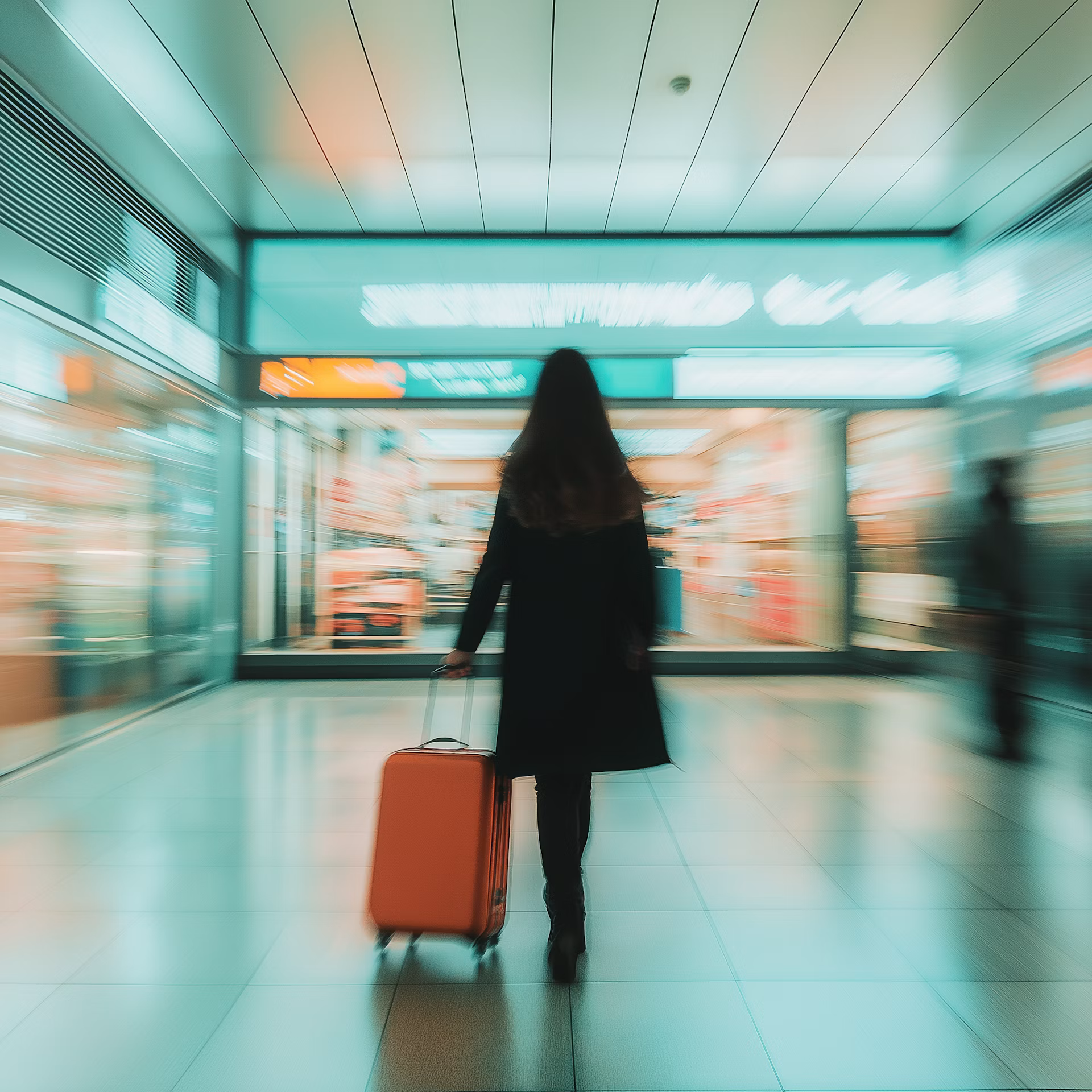 a lady with a suitcase