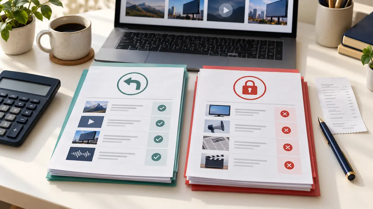 Procurement desk separating refundable and non-refundable charges in a media service quote