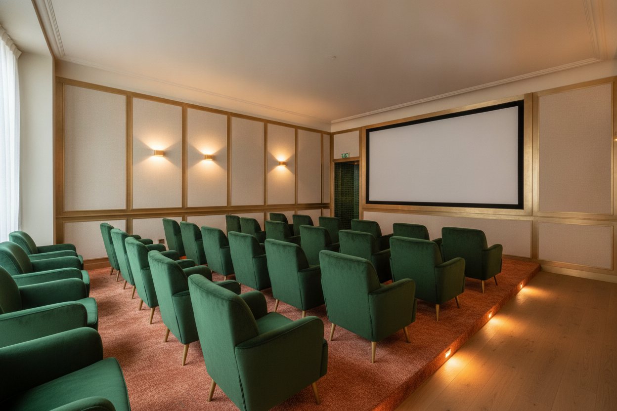 Velours vert du salon cinéma