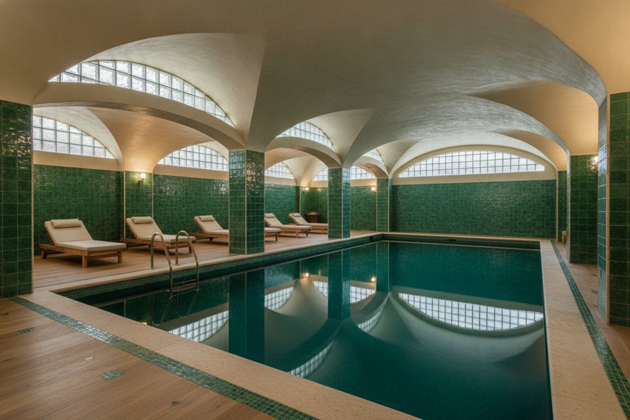 La halle de la piscine et ses voûtes