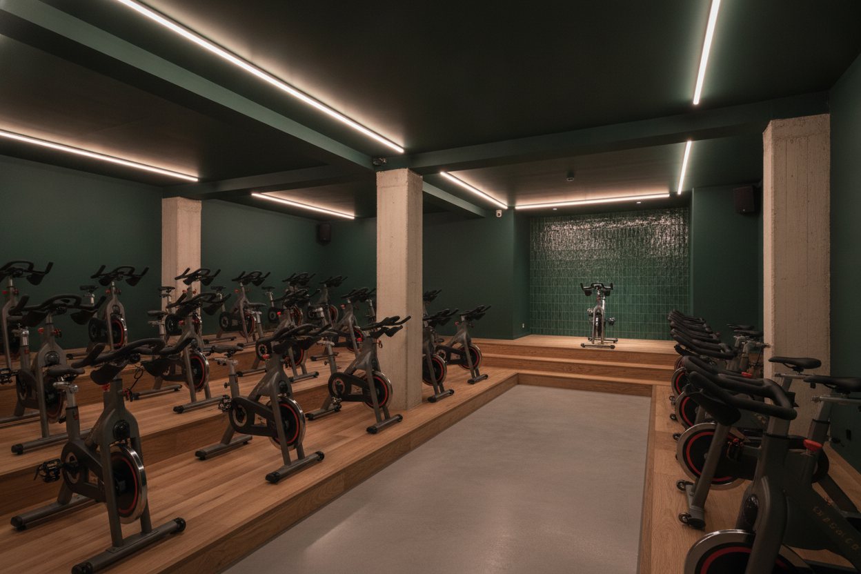 Le studio cycling et son podium