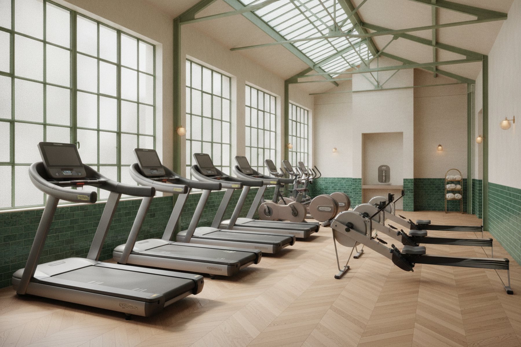 La galerie cardio, tapis, vélos et rameurs