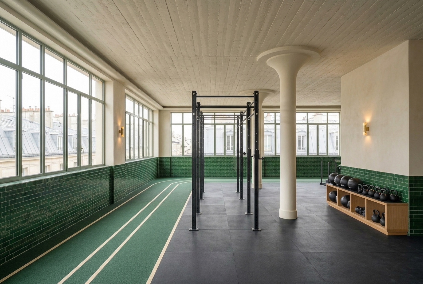 Le studio HIIT, piste verte le long des baies et rig central