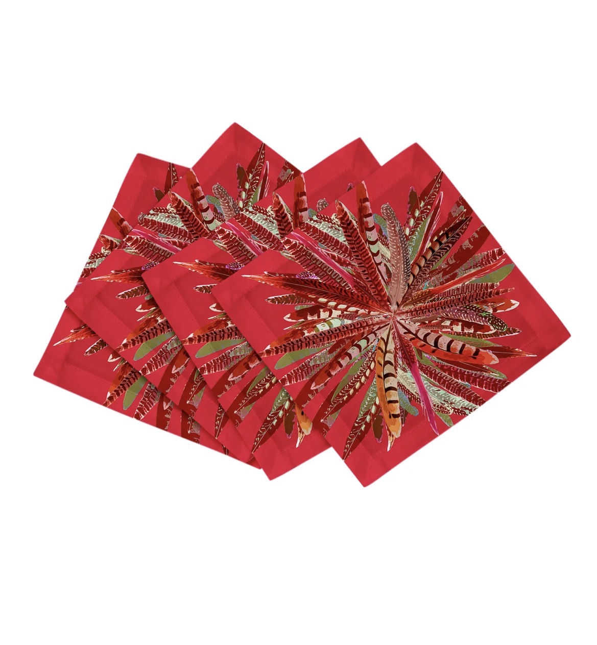 Nicolette Mayer Pheasant Feathers Cotton Sateen Cocktail Napkin