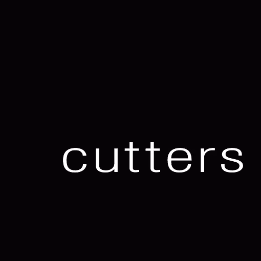 White text reading 'cutters' on a black background.