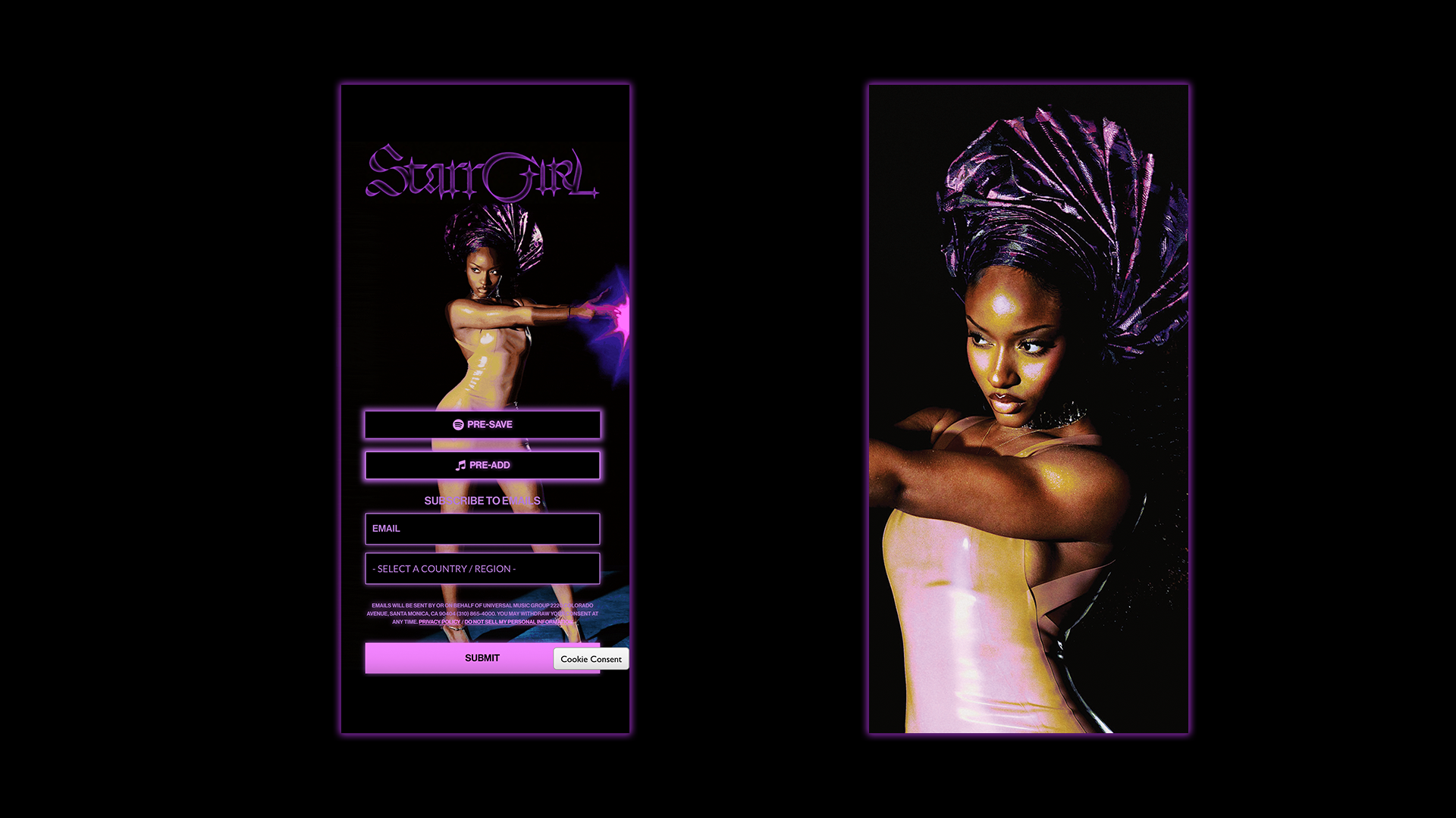 StarrGirl pre-save landing page